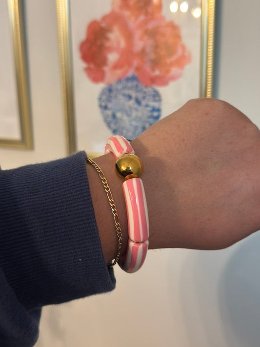 Lila Stripe Bracelet: Pink