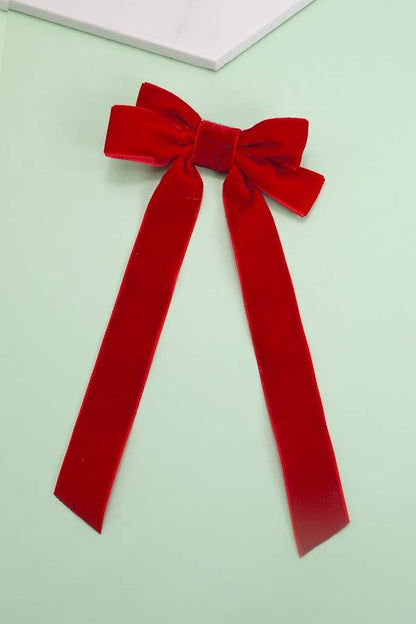 Velvet Hair Bow - RED