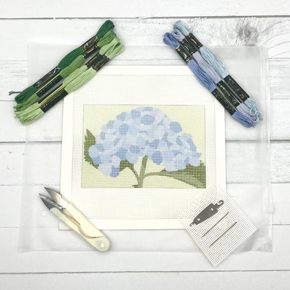 Blue Hydrangea 6x4 Needlepoint Kit: Full Kit