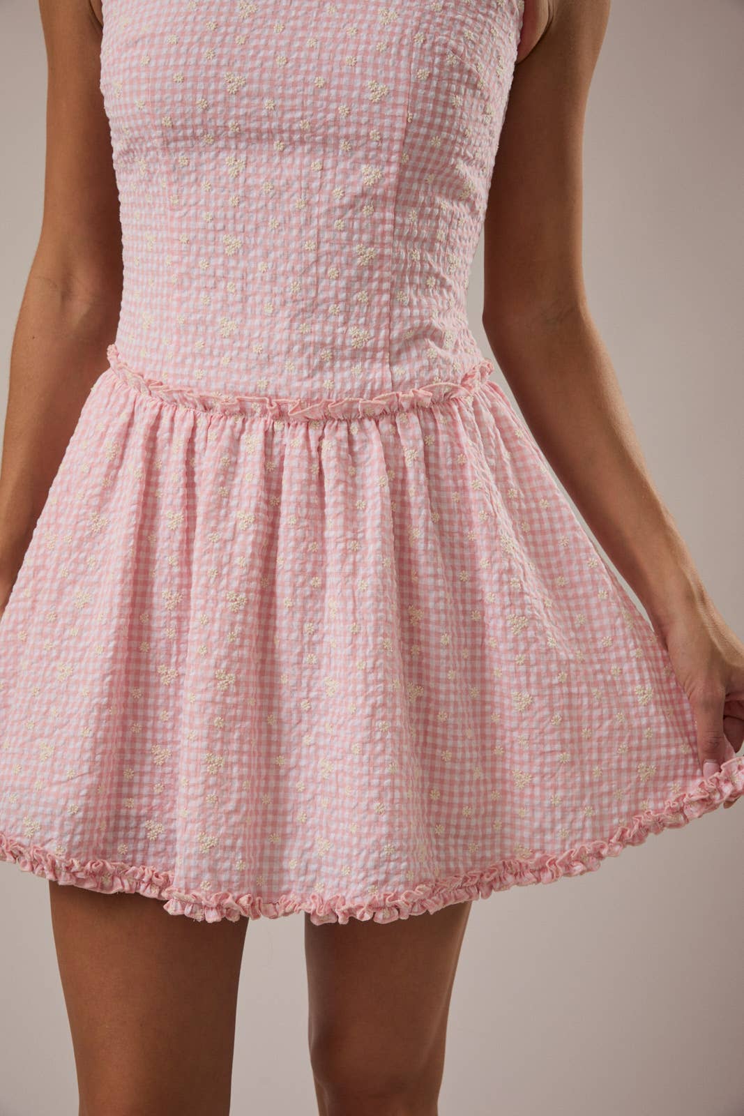 Blush Gingham Mini Dress