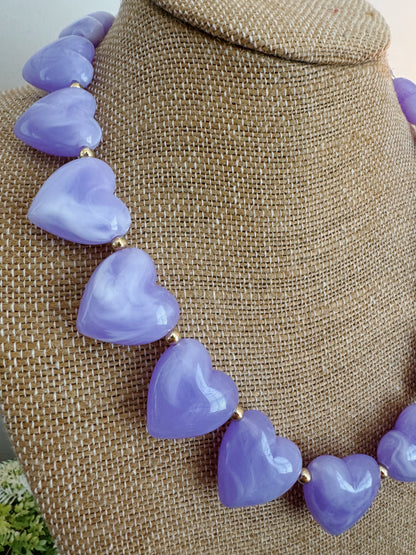 Lover Beaded Necklace - Purple
