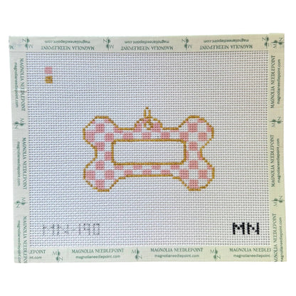Pink Check Dog Tag Canvas
