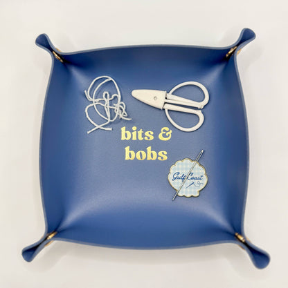 Blue Bits & Bobs Needlepoint Valet Tray | Snap Tray : Dark Sea Glass Blue