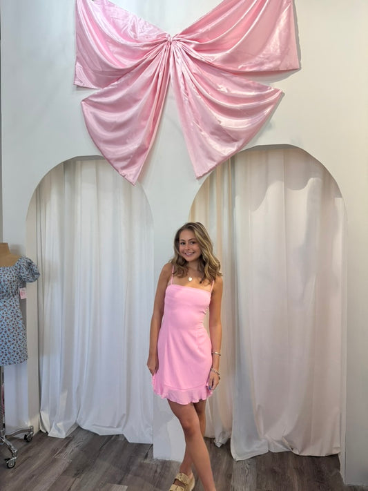 Pink Bow & Ruffle Dress