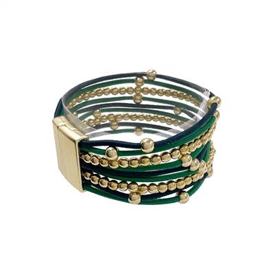 Green and Gold Beaded Bracelet