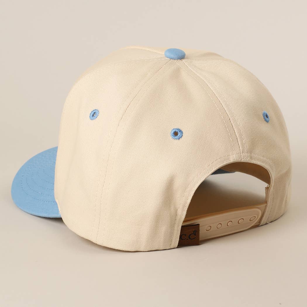 BLESSED Lettering Embroidery Baseball Cap: SKY BLUE