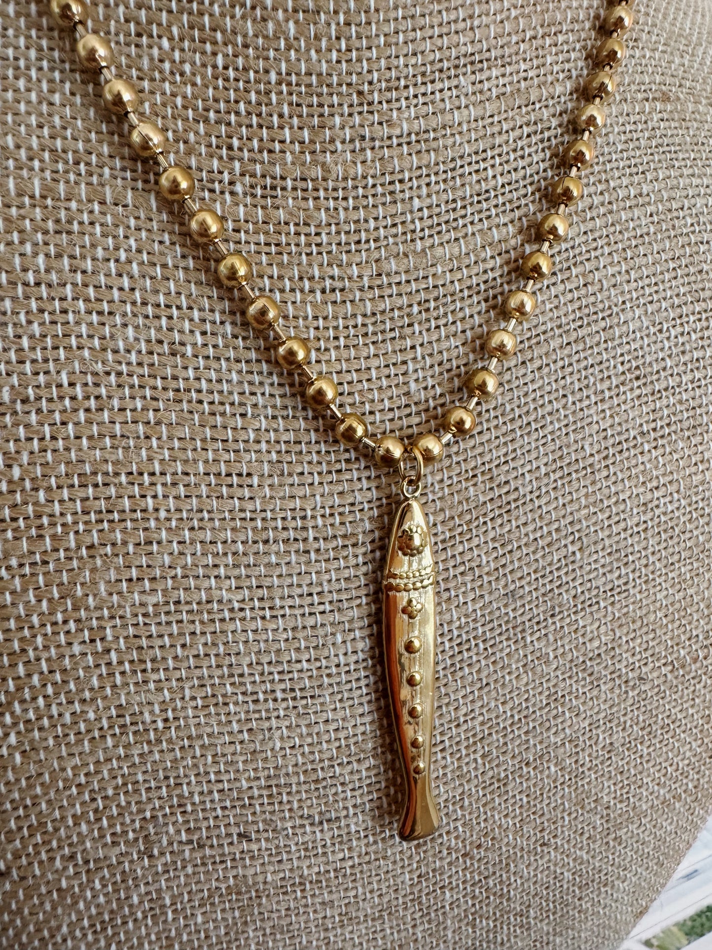 Gold Beads Fish Necklace