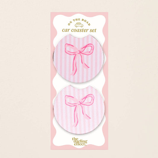 On the Road Car Coasters - Bow Pink