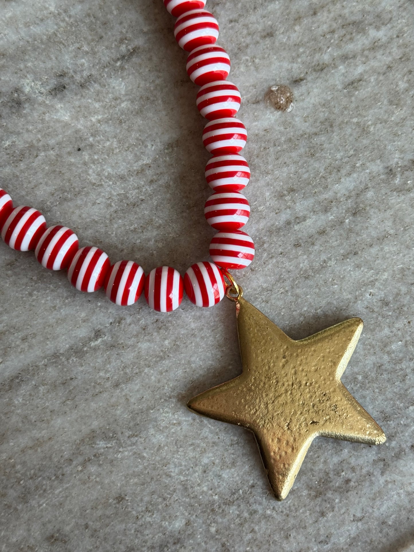 Lila Stripe Necklace: Red Star