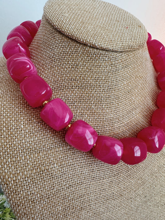 Harper Necklace - Poppy Pink