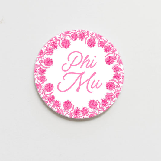 Phi Mu Flower Ring Button