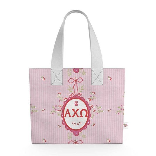 Alpha Chi Omega Floral Frame Canvas Tote
