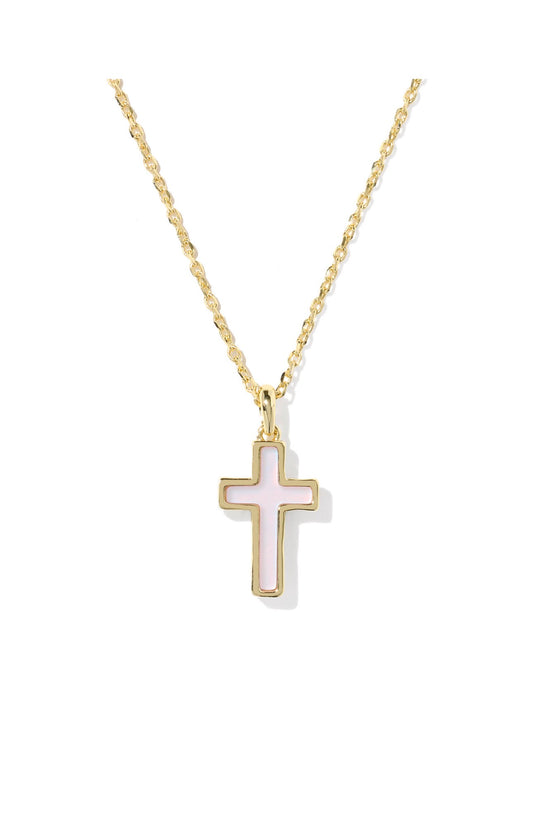 Cross Gold Pendant Necklace Pink