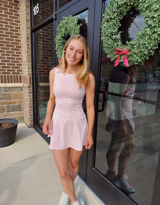 Polka Dot Athletic Dress: PINK
