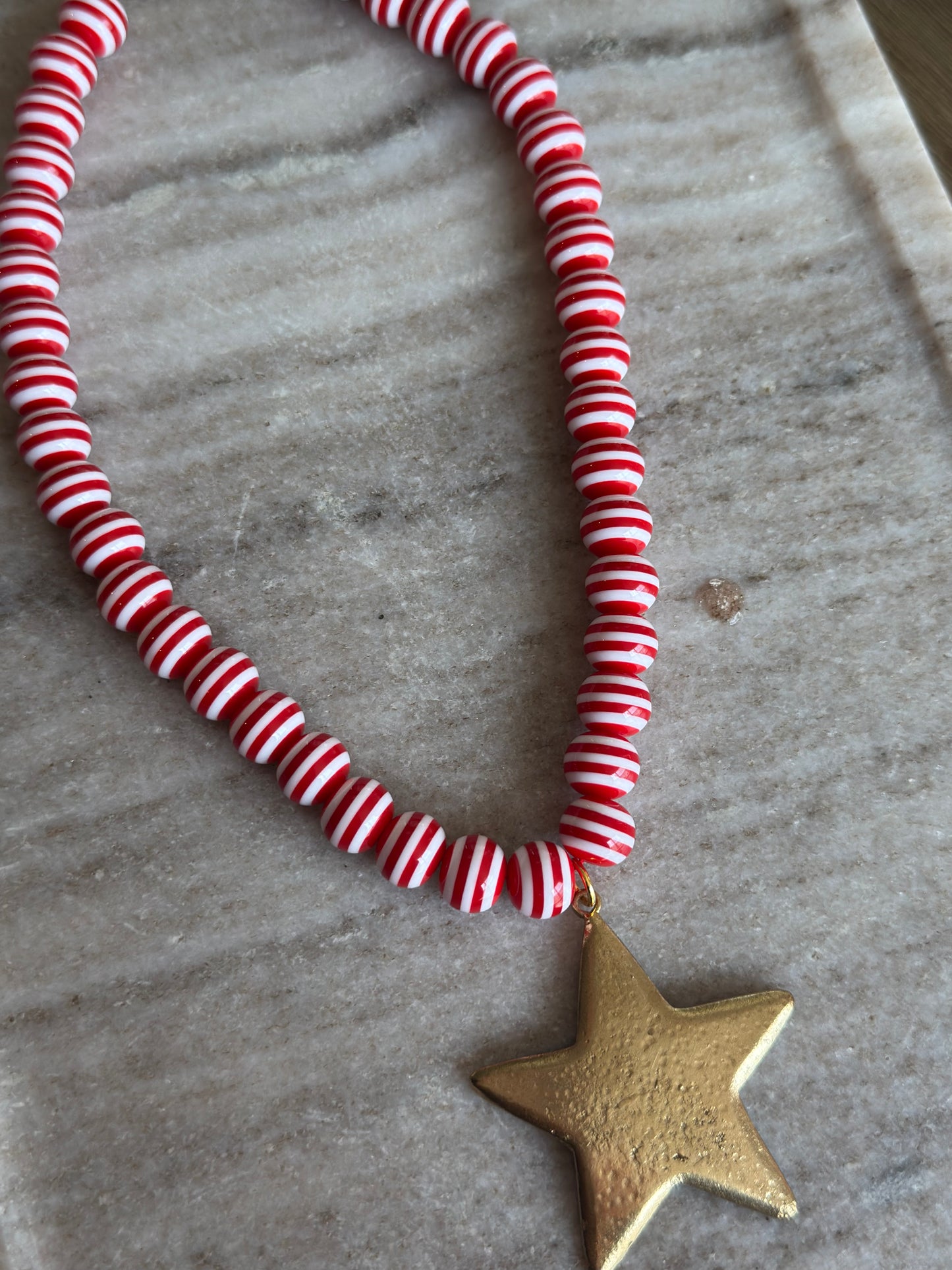 Lila Stripe Necklace: Red Star