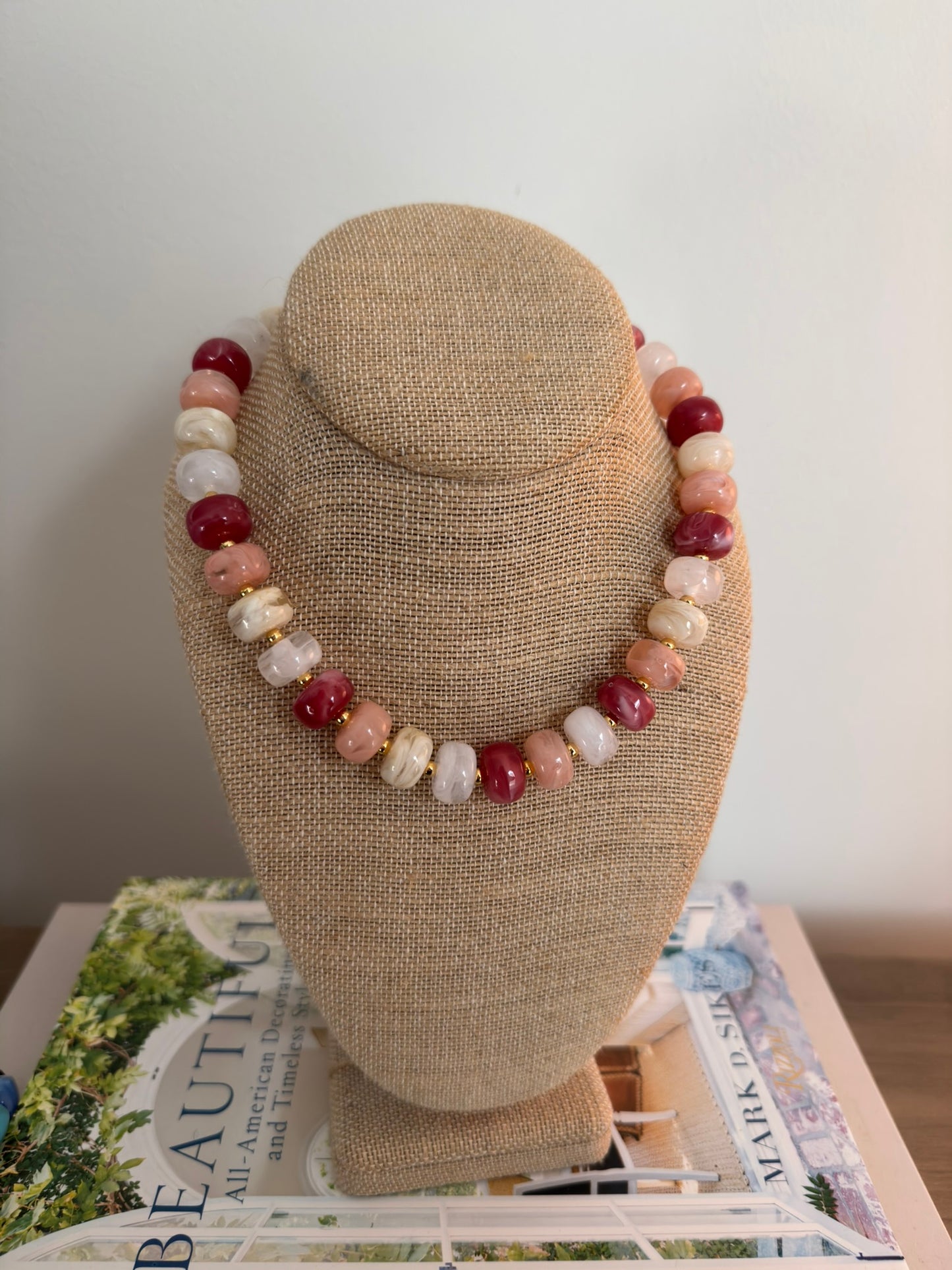 Bliss Necklace: Cream/Pink Multi