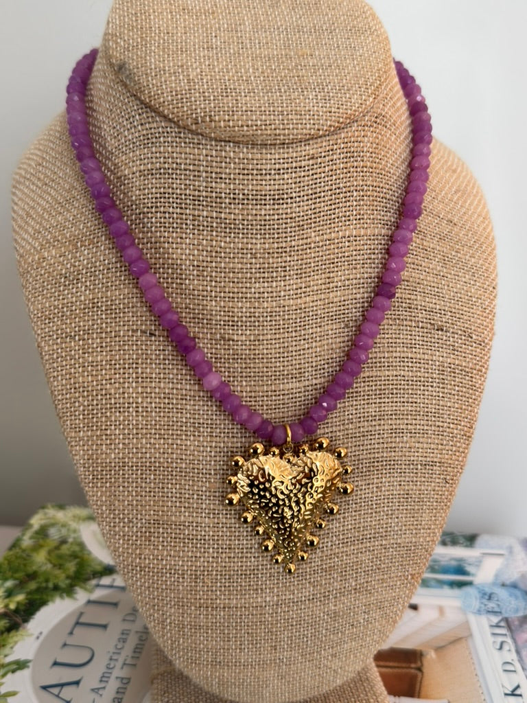Sparkle Heart Necklace: Purple