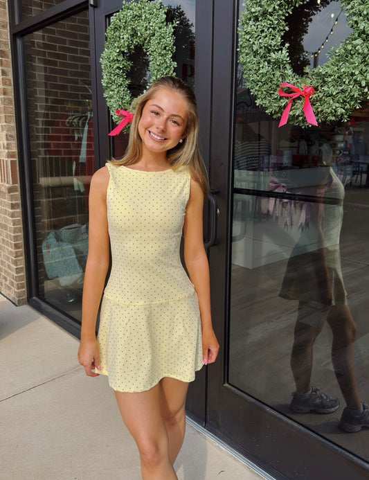 Polka Dot Athletic Dress: LEMON