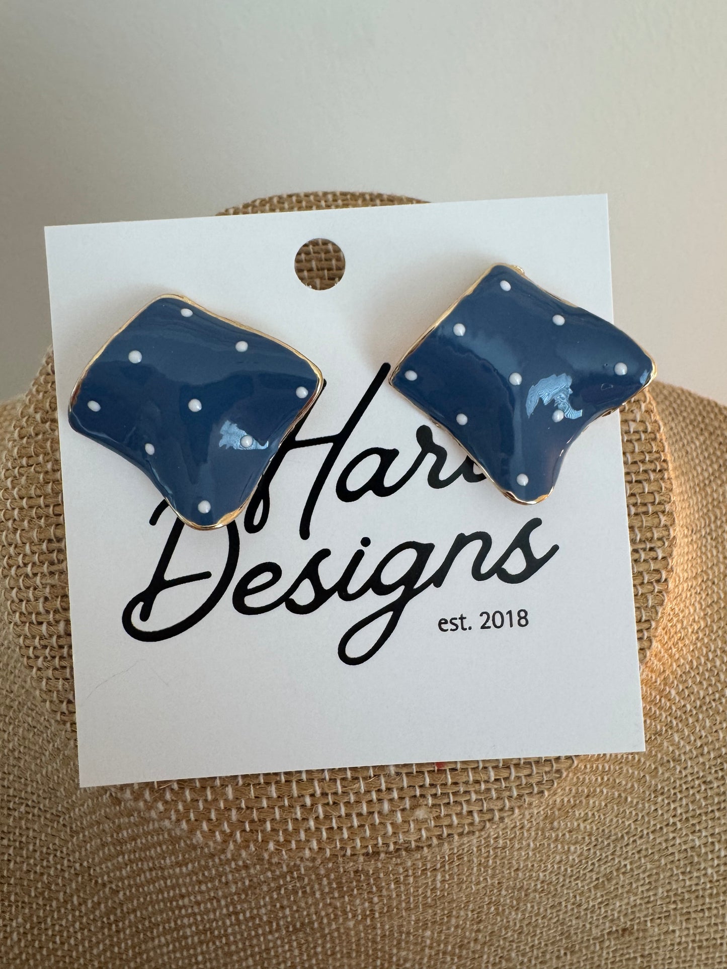 Navy Polka Dot Studs