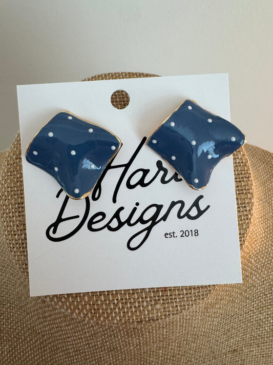 Navy Polka Dot Studs
