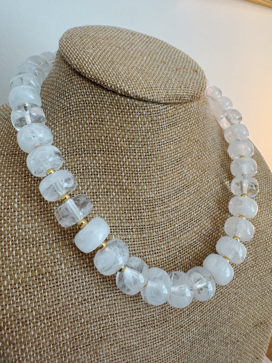 Bliss Beaded Necklace - White/Clear