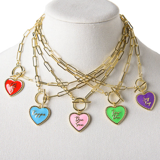 Greek Heart Paperclip Chain Necklace