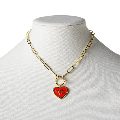 Greek Heart Paperclip Chain Necklace