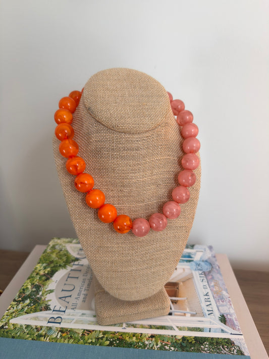 Lydia Necklace: Orange/Pink Multi