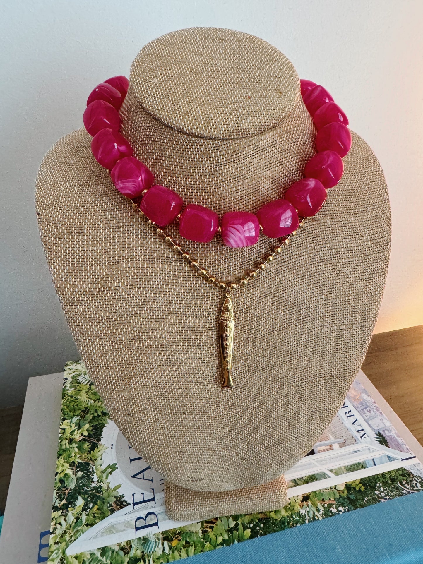 Harper Necklace - Poppy Pink