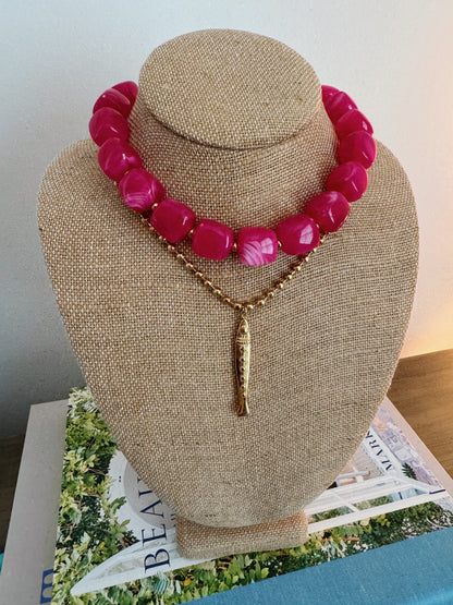 Harper Necklace - Poppy Pink