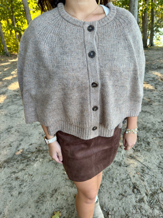 Mocha Suede Mini Skirt
