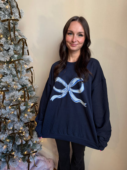 Navy Bow Sweatshirt