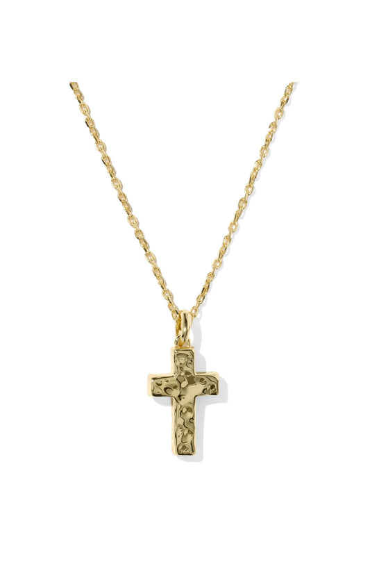 Cross Gold Pendant Necklace Opal