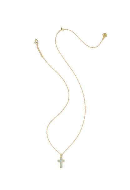 Cross Gold Pendant Necklace Blue