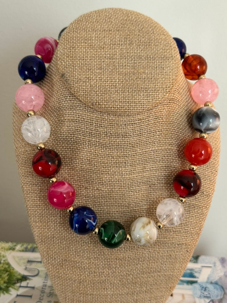 Lydia Necklace: Pink/Blue Multi