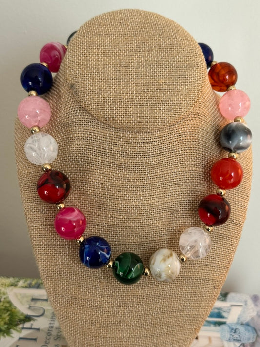Lydia Necklace: Pink/Blue Multi