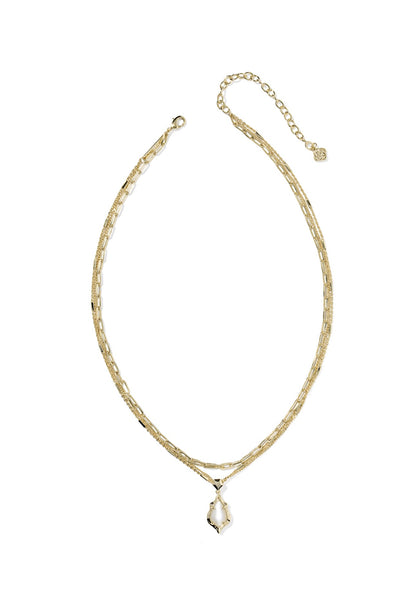 Adrianna Scallop Frame Multi Strand Necklace- Mother of Pearl