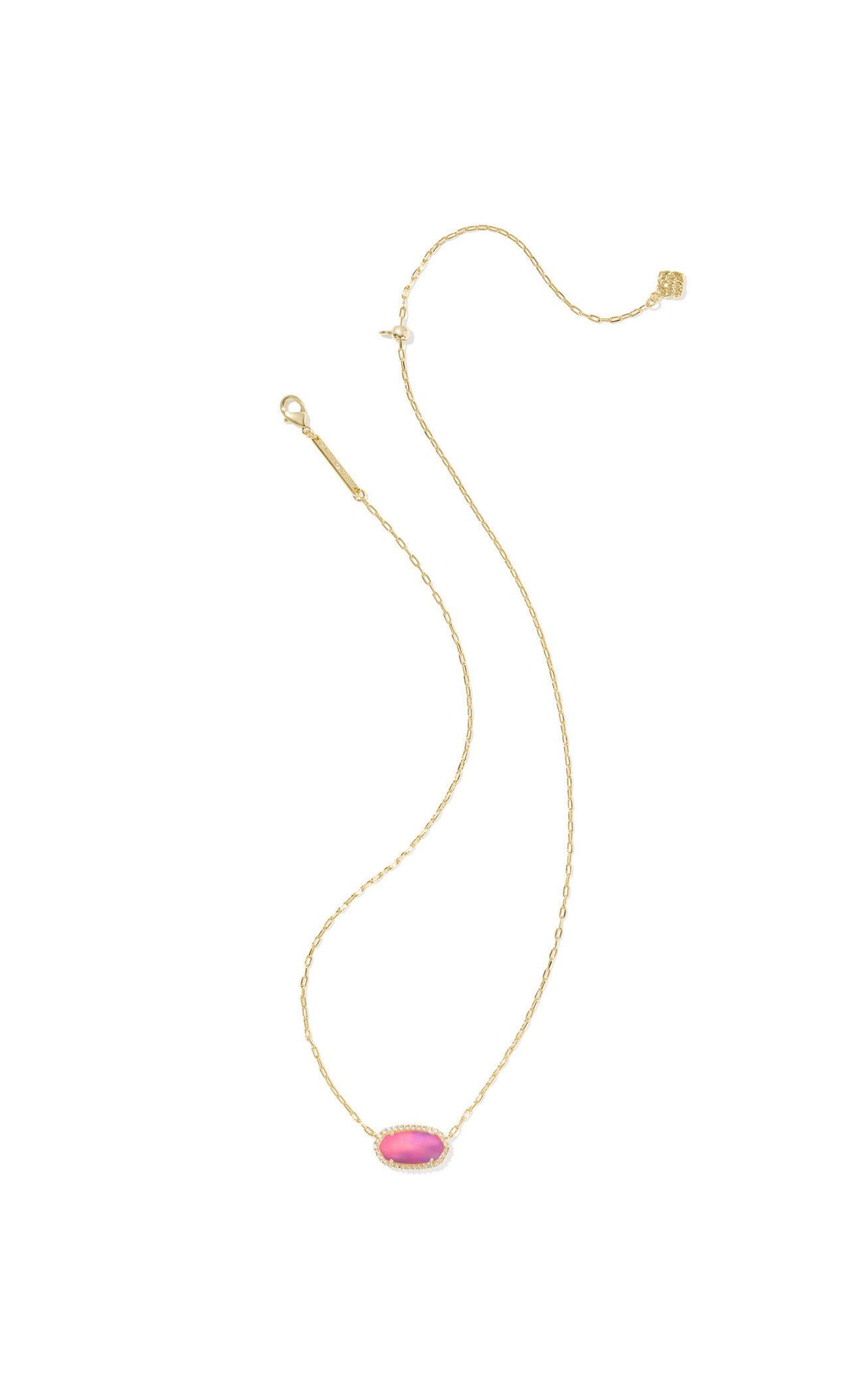 ELISA PAVE PENDANT NECKLACE GOLD “PINK OPALESCENT”