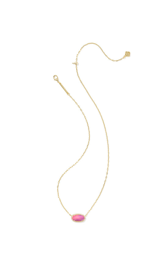 ELISA PAVE PENDANT NECKLACE GOLD “PINK OPALESCENT”