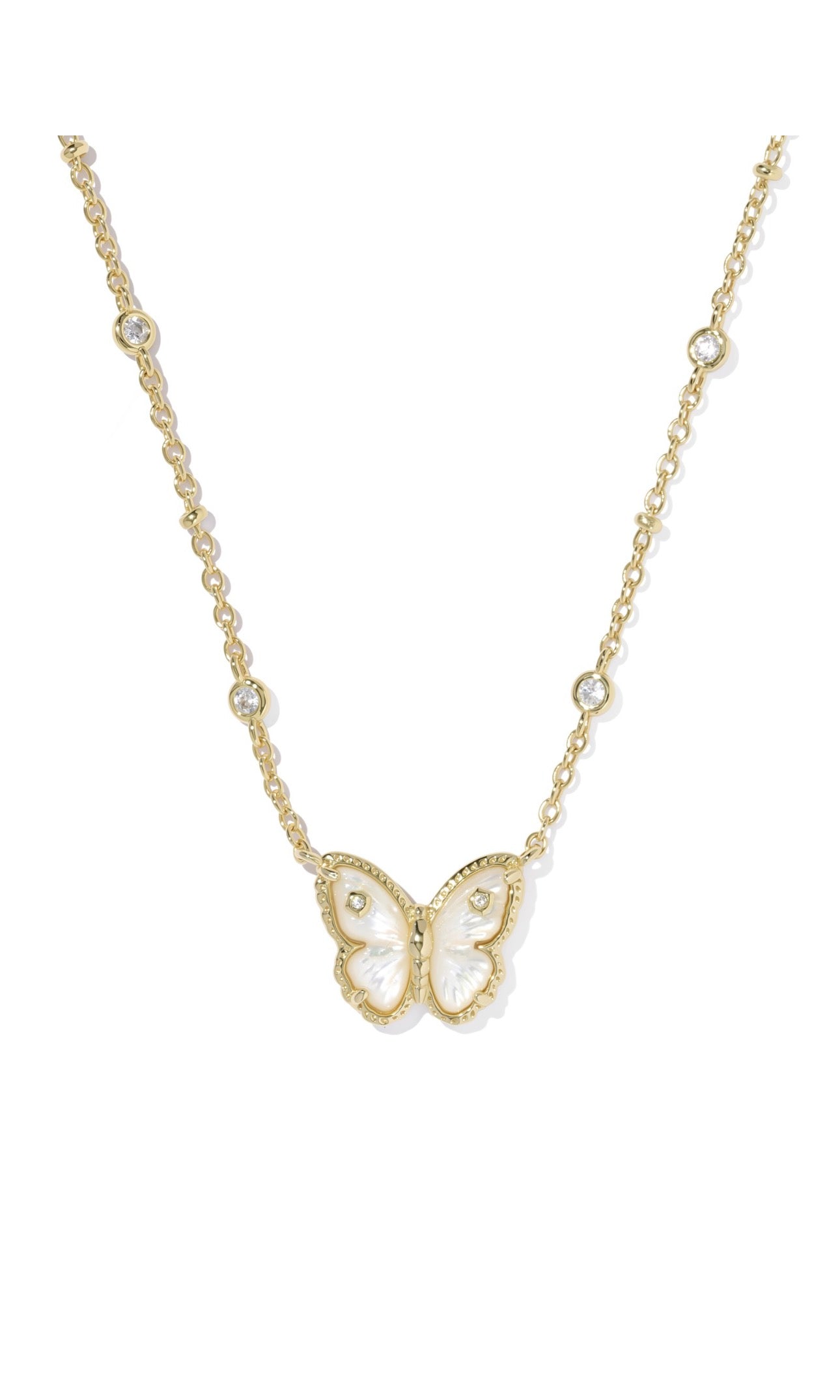 Cailey Butterfly Pendant Necklace Mother of Pearl