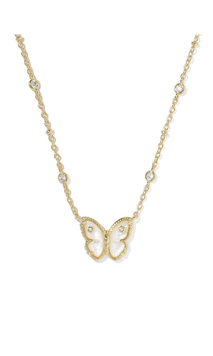 Cailey Butterfly Pendant Necklace Mother of Pearl