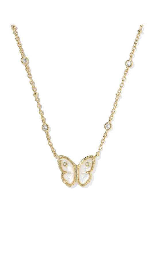 Cailey Butterfly Pendant Necklace Mother of Pearl