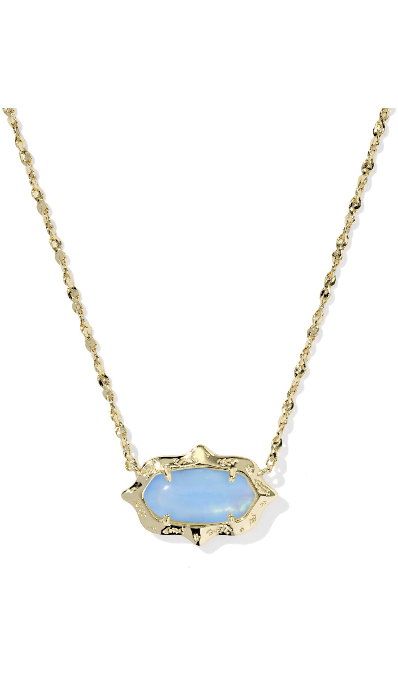Elisa Scallop Frame Short Pendant Necklace Sky Blue