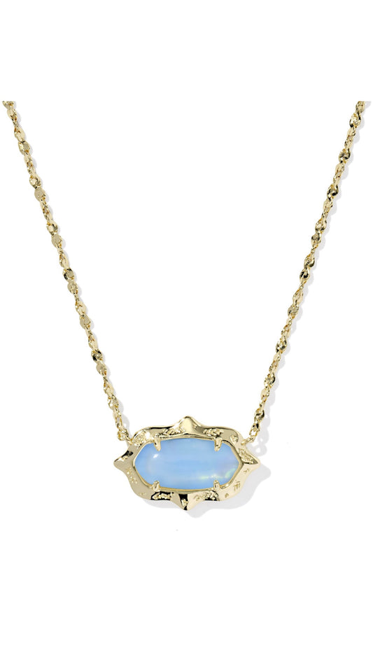 Elisa Scallop Frame Short Pendant Necklace Sky Blue