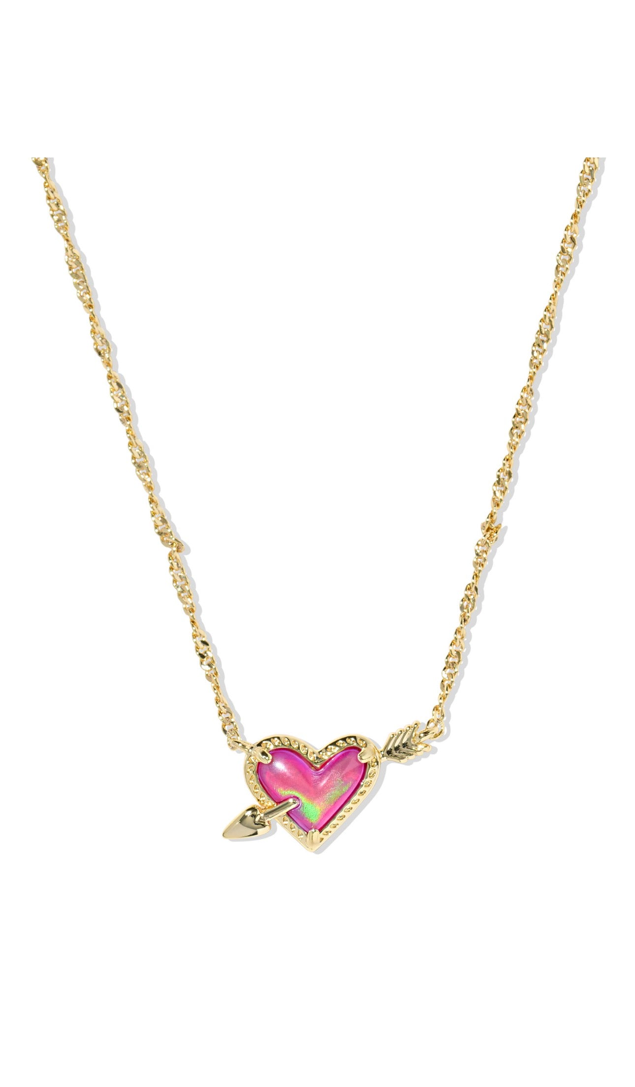 ARI HEART ARROW NECKLACE GOLD “PINK OPALESCENT”