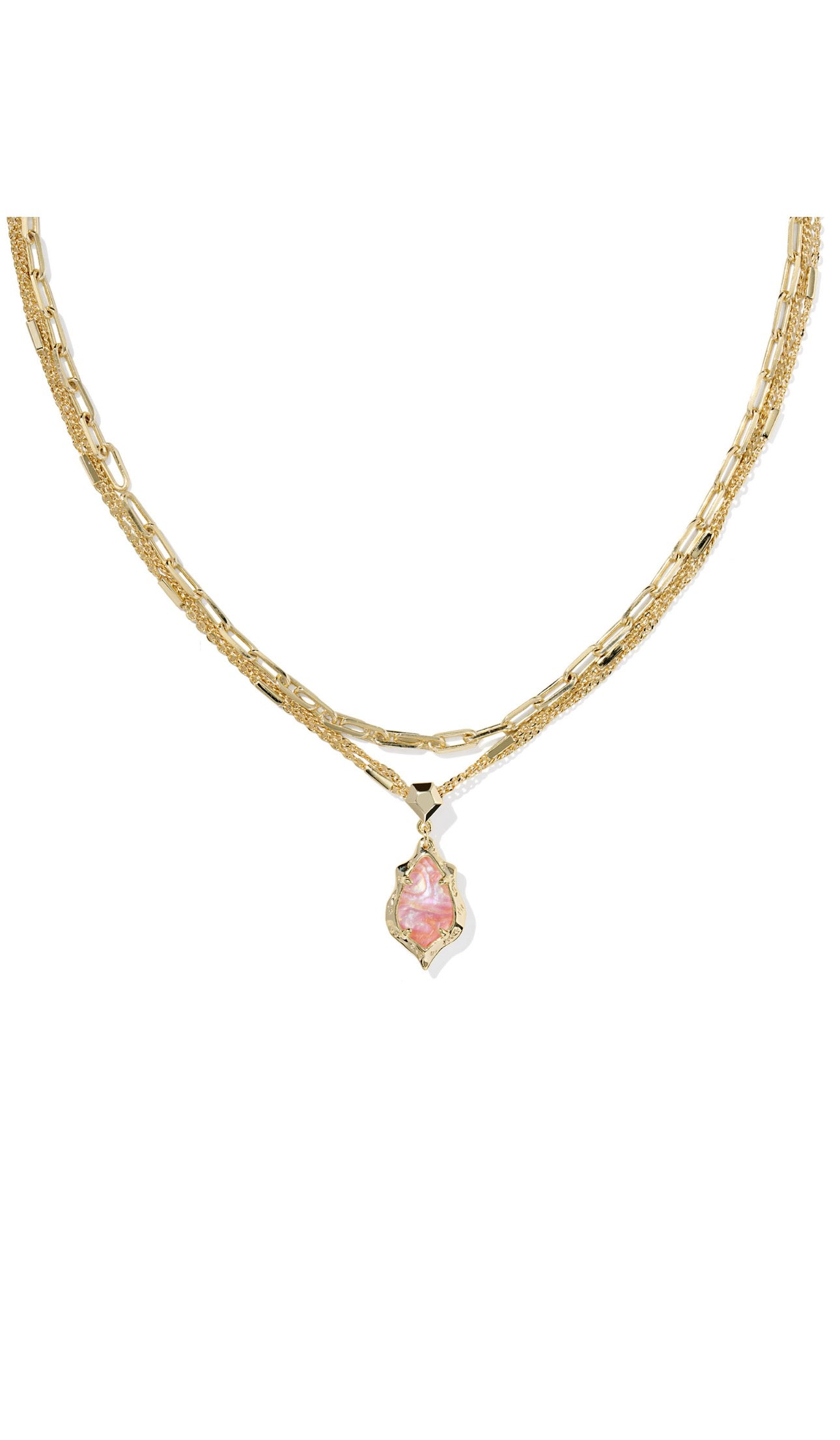 Adrianna Scallop Multi Chain Necklace Pink