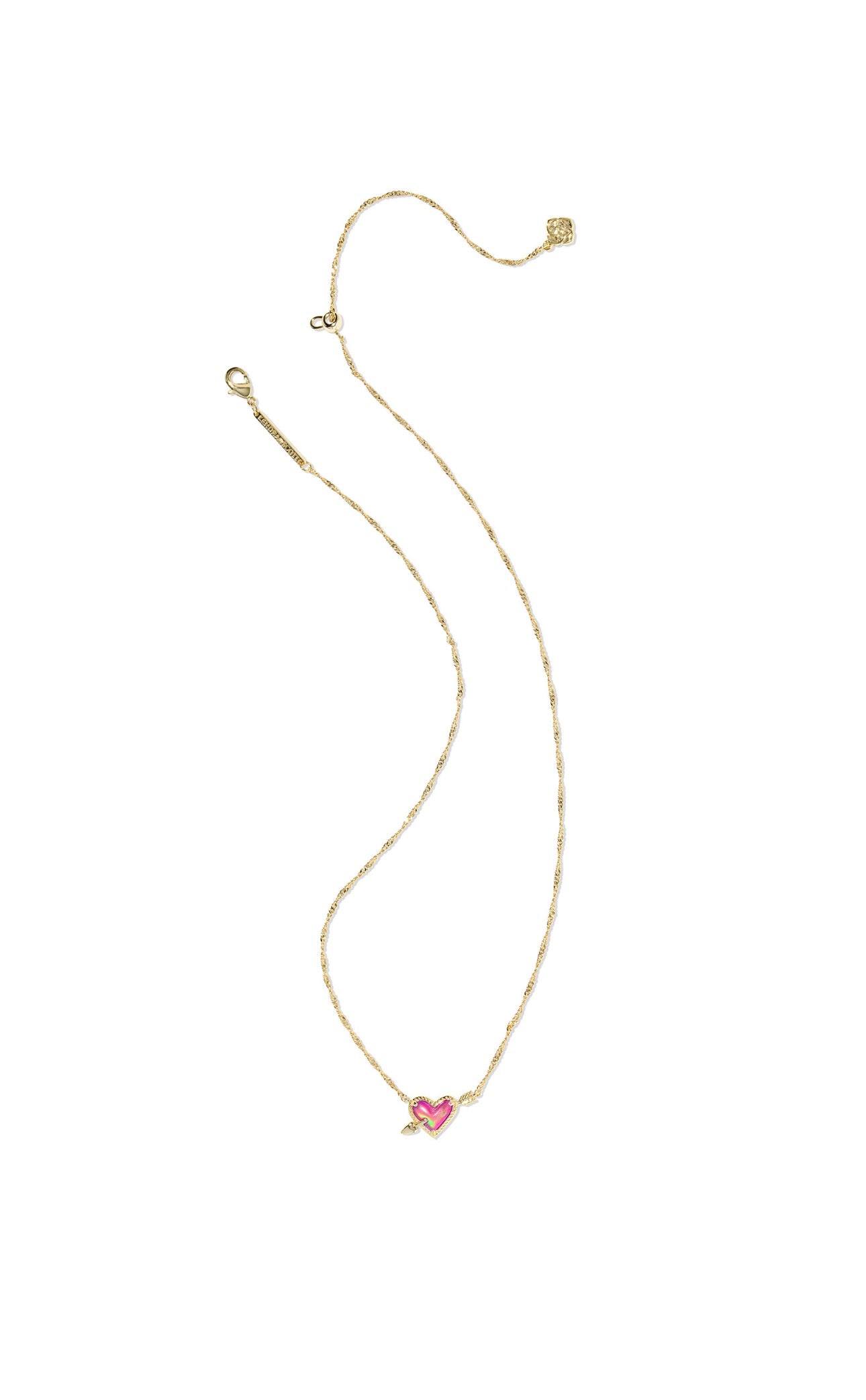 ARI HEART ARROW NECKLACE GOLD “PINK OPALESCENT”