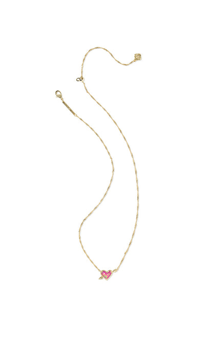 ARI HEART ARROW NECKLACE GOLD “PINK OPALESCENT”