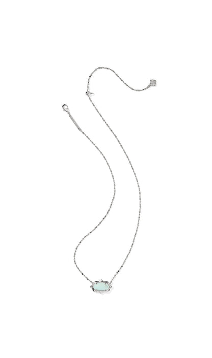 Elisa Scallop Frame Short Pendant Necklace Silver Teal