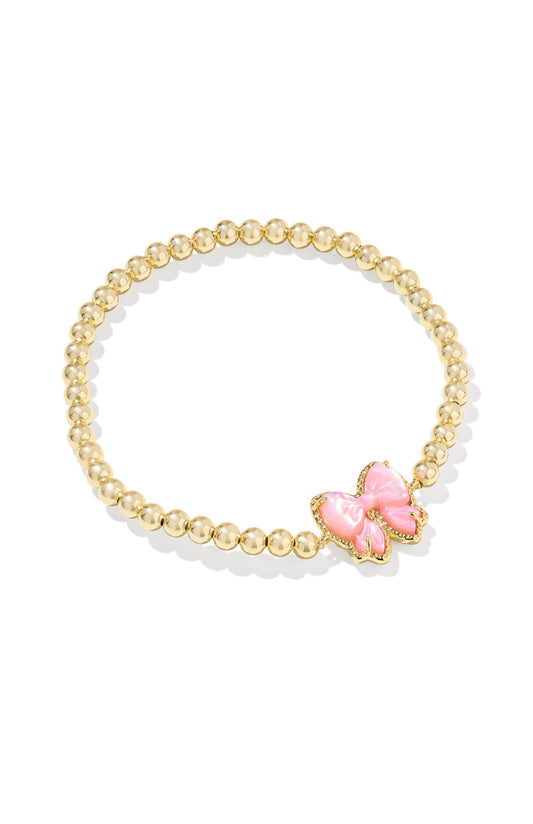 HALEY BOW STRETCH BRACELET GOLD BLUSH PEARL